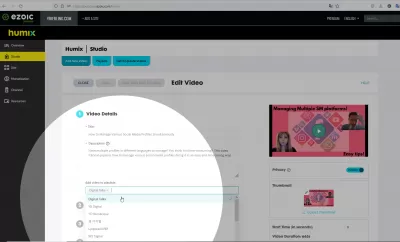 Wprowadzenie Do Platformy Humix : Aktualizacja szczegółów wideo i dodanie filmu do istniejących list odtwarzania