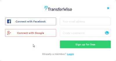 Aplikasi pemindahan wang antarabangsa WISE : Proses log masuk WISE