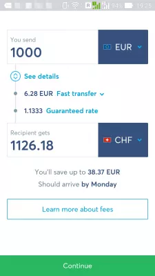 Aplikácia medzinárodného prevodu peňazí WISE : Najlepšia aplikácia pre medzinárodný prenos peňazí transfer money screen