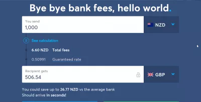 Aplikacion ndërkombëtar për transferimin e parave : Transferi më i lirë ndërkombëtar i parave nga Dollarët e Re të Zelandës në Pound Britanik NZD në GBP