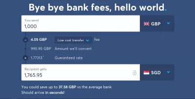 WISE国際送金アプリ : イギリスポンドからシンガポールドルへの最も安い国際送金GBPからSGD