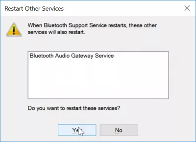Hvordan løses Bluetooth parret, men ikke tilsluttet på Windows 10? : Genstart anden tjeneste Bluetooth Audio Gateway Service