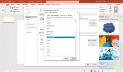 Microsoft Officeのインターフェース言語を変更する方法 : Microsoft Officeオプションで別の表示言語を選択します