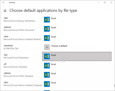 როგორ შევცვალოთ Windows 10 ფაილის ასოციაციები? : როგორ გამოვიყენოთ Microsoft Excel, როგორც ნაგულისხმები პროგრამა .xlsx file type