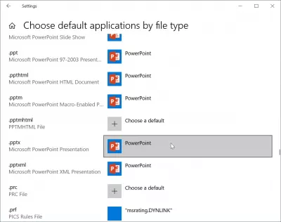 Windows 10 파일 연결을 변경하는 방법 : .pptx에 대한 기본 프로그램으로 마이크로 소프트 파워 포인트를 설정하는 방법 file type