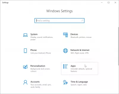Как Да Промените Windows 10 Файлови Асоциации? : Менюто с приложения в настройките на Windows