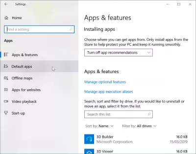 How To Change Windows 10 File Associations? : Default apps options in Windows settings