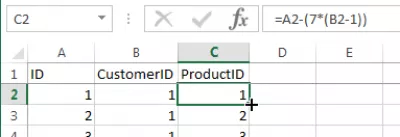 Excel-д баганыг нэгтгэж, боломжтой бүх боломжит хослолыг үүсгэнэ : Эхний файлын танигчийн блок бүрийн хувьд 1-ээс 2 дахь файлын тодорхойлогчийг дахин эхлүүлнэ