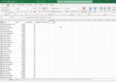 Підрахунок функцій у Excel: Count, Counta, Countif, Countifs : Виконуючи операцію з функцією огляду в Excel