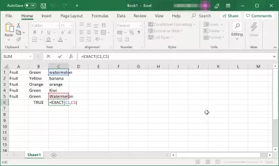 Jak prawidłowo korzystać z funkcji Excel String Compare? : Łańcuch programu Excel porównuje wielkość liter