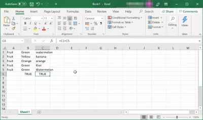 Excel String Compare funksiyasını necə düzgün istifadə etmək olar? : Excel sətri operatoru bərabər istifadə edərək həssas olmayan işi müqayisə edin