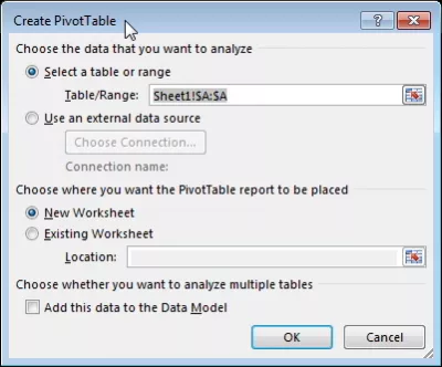 Количество экземпляров Excel : Параметры для создания сводной таблицы и подсчета уникальных значений