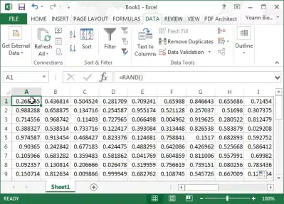 కణాలు కదిలే బదులుగా Excel స్క్రోలింగ్ : సెల్ A1 ఎంచుకోబడింది