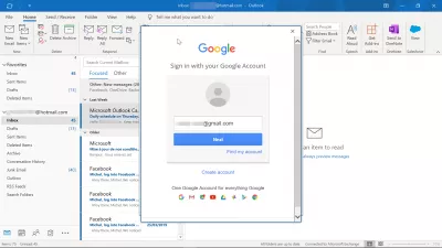Ekspor Kontak Kontak ke CSV : Menambahkan akun Gmail untuk dapat mengekspor email dari Outlook ke Gmail
