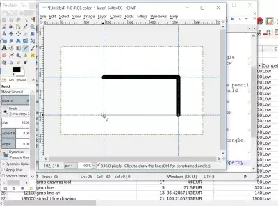 GIMP nakreslí přímku nebo šipku : Jak vytvořit obdélník v GIMP