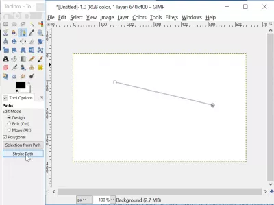 GIMP desenha uma linha reta ou uma flecha : Desenho de linha pontilhada no GIMP