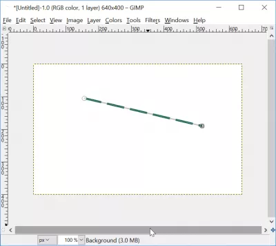GIMP ஒரு நேர் கோடு அல்லது அம்புக்குறியை வரையலாம் : GIMP வரையப்பட்ட கோடு வரையப்பட்டிருந்தது