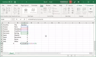 كيفية حساب عدد الخلايا وعدد الأحرف في خلية في Excel؟ : كيفية حساب عدد الخلايا في Excel using function COUNTA