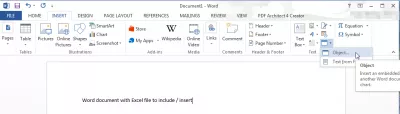 Inserir arquivo do Excel no Word : Documento do Word no qual um Excel deve ser inserido