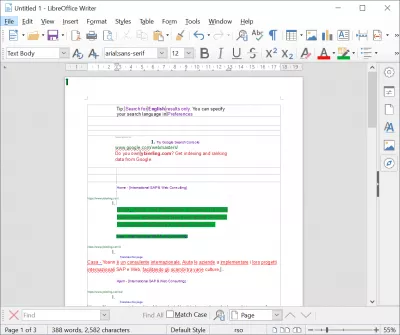 LibreOffice- ը- ը գույների վերադառնում է PDF արտահանման մեջ : Գրասենյակի գրողը գունավոր աղբյուրի փաստաթուղթ է