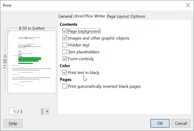 LibreOffice mendapatkan warna kembali dalam eksport PDF : Gambar 4: Pilihan percetakan LibreOffice