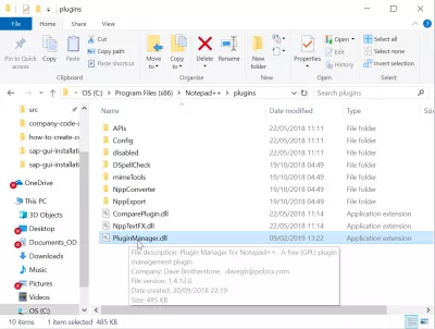 Wie füge ich den Notepad ++ fehlenden Plugin-Manager wieder hinzu? : Plugin-Manager-Plugin-DLL-Datei in Notepad ++ installiert
