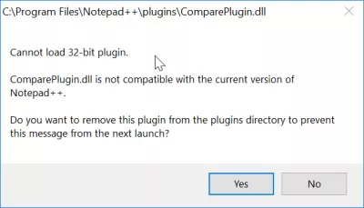 Haiwezi kupakia Plugin 32 bit Notepad ++ : Ujumbe wa hitilafu wakati wa kutumia Plugins kwenye toleo la 64 bit