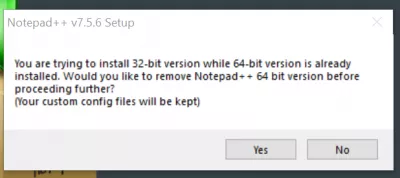 32 비트 플러그인 Notepad ++을로드 할 수 없습니다. : 64 비트에서 32 비트로 기존 설치 업데이트