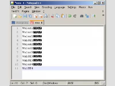 Notepad ++ elimina las líneas duplicadas y ordena : Fig 1: archivo de Notepad ++ con duplicados 