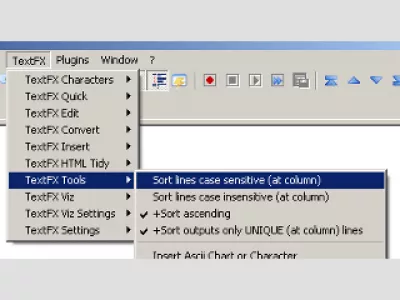 Notepad + + verwyder duplikaatlyne en sorteer : Fig 6: Notepad + + soortgelyksgevoelig