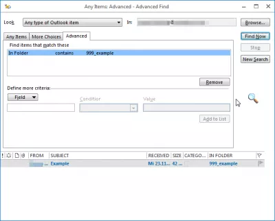 Outlook mencari folder e-mel dalam beberapa langkah mudah : Keputusan carian dalam nama folder