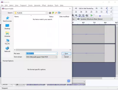 Kaip lengvai įrašyti balsą „Windows 10“ naudojant „Audacity“? : Įrašykite failą kompiuteryje