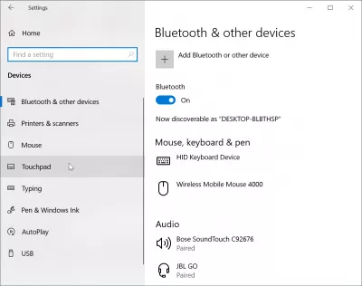 Come si risolve un touchpad disabilitato per laptop ASUS? : Opzione del touchpad nelle impostazioni di Windows