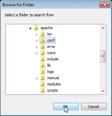Windows search text in files and folders with Notepad++ : Select directory to search