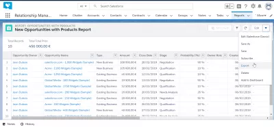 Як створити звіт у SalesForce? : Видання звітів та параметри експорту.