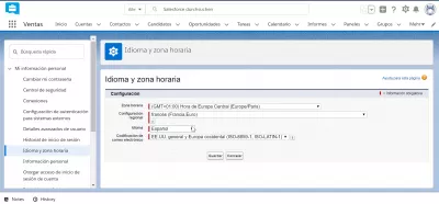 Como Mudar A Linguagem No Relâmpago Salesforce? : Interface SalesForceLightning exibida em espanhol