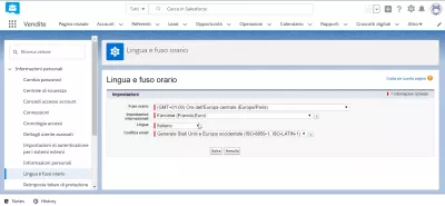 Kako Spremeniti Jezik V Strele Salesforce? : SalesForceLightning tnterface je prikazan v italijanščini