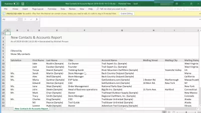 Bagaimana untuk mengeksport kenalan dari SalesForce Lightning? : Kenalan dieksport dari SalesForce kilat untuk Excel spreadsheet