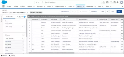 Ako exportovať kontakty z SalesForce Lightning? : Vyhľadanie možnosti filtrov pre prehľad kontaktov na export do programu Excel