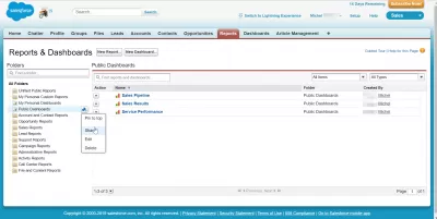 SalesForce: Kako dijeliti izvještaj ili nadzornu ploču? : Gumb za dijeljenje izvještaja u SalesForce Classic