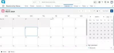 Como usar o SalesForce? : Exemplo de interface do SalesForce: módulo de calendário