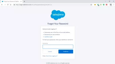 Hur loggar jag in på SalesForce? : Glömt ditt lösenordsskärm