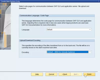 Tilføj server i SAP GUI 740 i 3 enkle trin : Kommunikationssprog, kodeside og upload download-kodning i SAP GUI 740