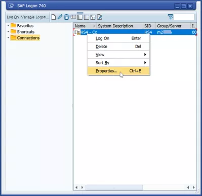 Tambah pelayan di SAP GUI 740 dalam 3 langkah mudah : Opsyen hartanah kemasukan pelayan aplikasi SAP di SAP GUI 740
