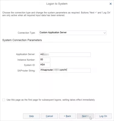 Add server in SAP-käyttöliittymä 750 in 3 easy steps : Entering SAP System connection parameters in SAP-käyttöliittymä 750