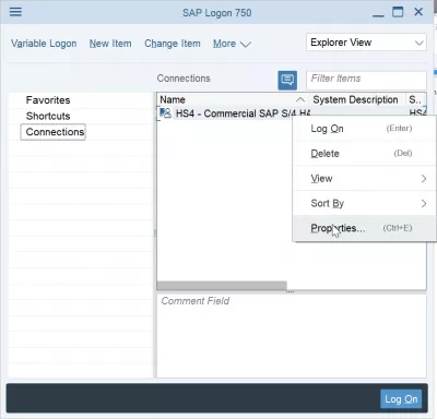 SAP GUI 750'de sunucuyu 3 kolay adımda ekleyin : SAP GUI 750'de SAP uygulama sunucusu girişinin özellikler seçeneği