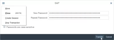 Як змінити пароль в SAP? : Введення нового пароля