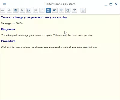 Hur byter du lösenord i SAP? : Du kan bara ändra ditt lösenord en gång om dagen error message number 00180 detail