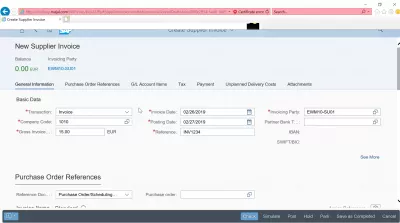 Como criar uma fatura de fornecedor no SAP? FB60 no SAP FIORI : Informações gerais para fatura de fornecedor SAP