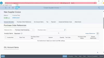 Como criar uma fatura de fornecedor no SAP? FB60 no SAP FIORI : Referências de pedidos tab